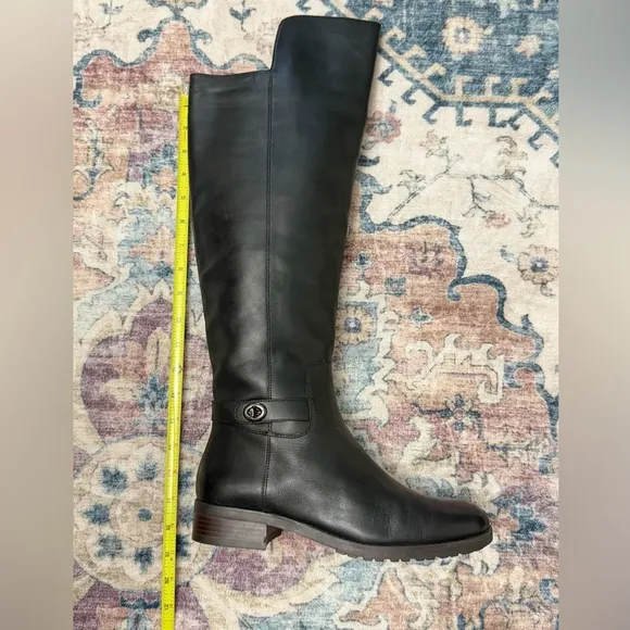 Coach Women's Boots Emmie Turnlock Over‎ The Knee Black Leather Boots Size 9B