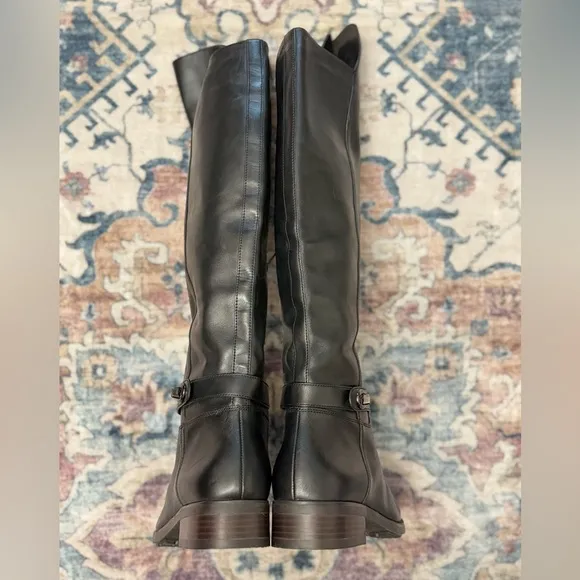 Coach Women's Boots Emmie Turnlock Over‎ The Knee Black Leather Boots Size 9B