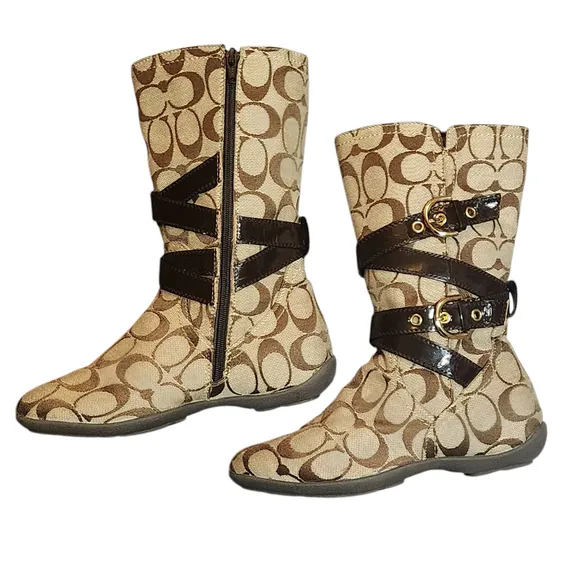 Coach Womens Boots Size 6 Beige and Brown