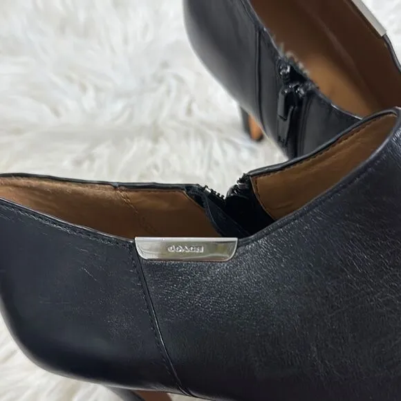 Coach Women's Black Leather Seneca Ankle Boots Size 10B