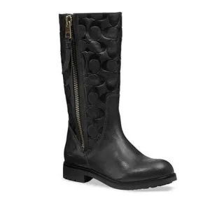 Coach Women's Black Valentine Signature Embossed Leather Boots Size 9.5B