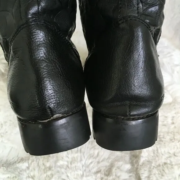 Coach Women's Black Valentine Signature Embossed Leather Boots Size 9.5B