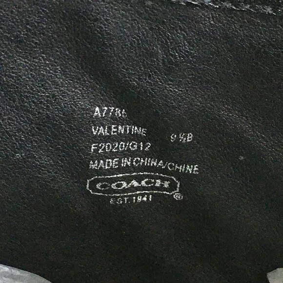 Coach Women's Black Valentine Signature Embossed Leather Boots Size 9.5B