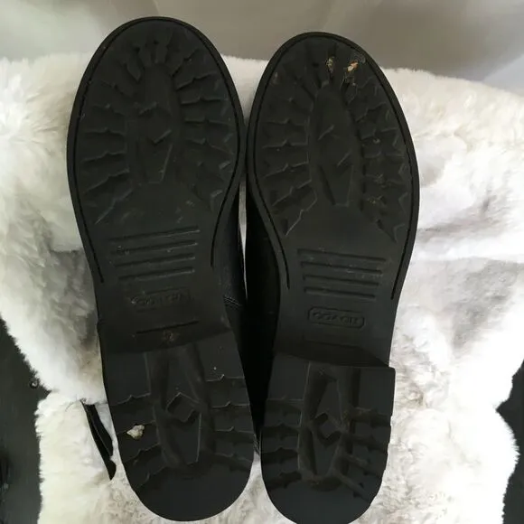 Coach Women's Black Valentine Signature Embossed Leather Boots Size 9.5B
