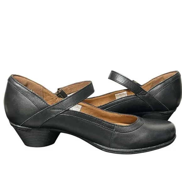 Cobb Hill Laurel Black Leather Mary Jane Pump Heel Shoes Size 9.5 Wide NEW $139