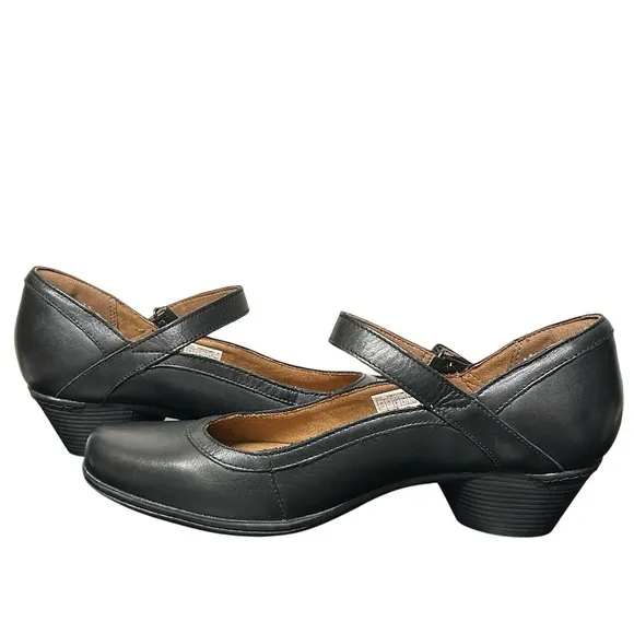 Cobb Hill Laurel Black Leather Mary Jane Pump Heel Shoes Size 9.5 Wide NEW $139