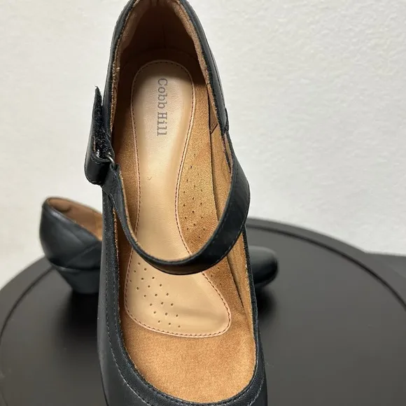 Cobb Hill Laurel Black Leather Mary Jane Pump Heel Shoes Size 9.5 Wide NEW $139