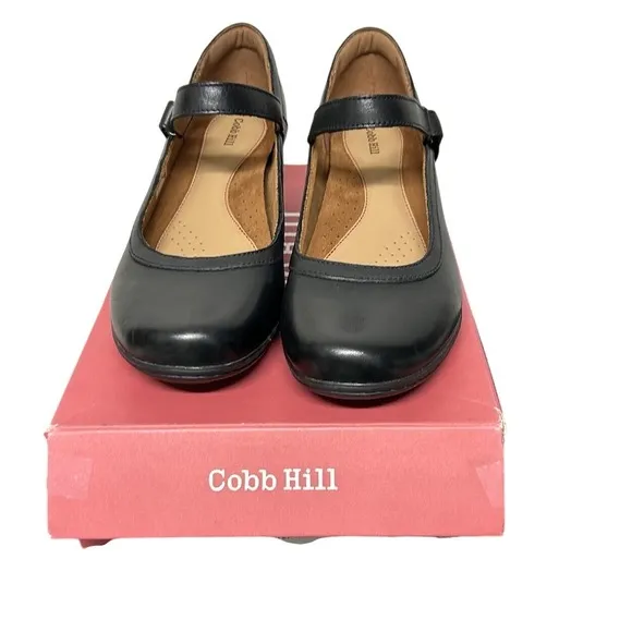 Cobb Hill Laurel Black Leather Mary Jane Pump Heel Shoes Size 9.5 Wide NEW $139