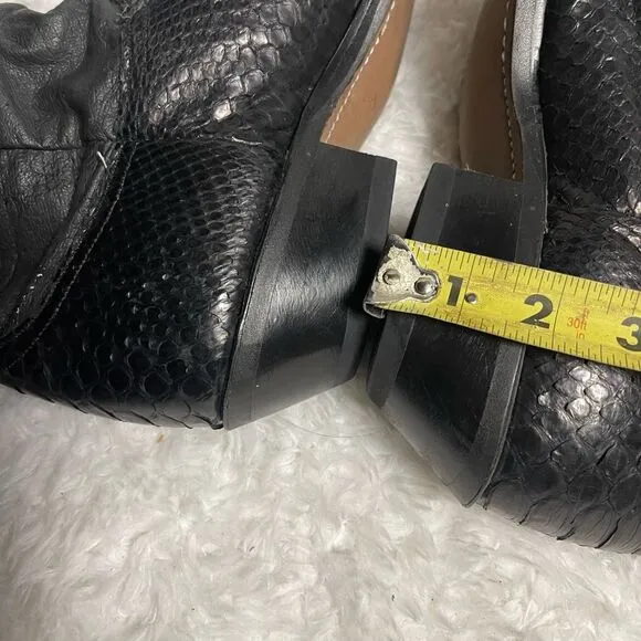 Code West men’s cowboy Boots leather Black &amp;snake skin print Size9.5
