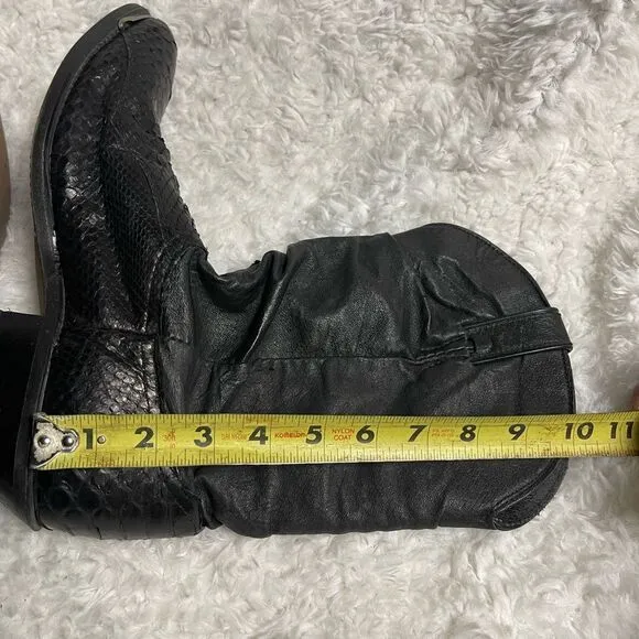 Code West men’s cowboy Boots leather Black &amp;snake skin print Size9.5