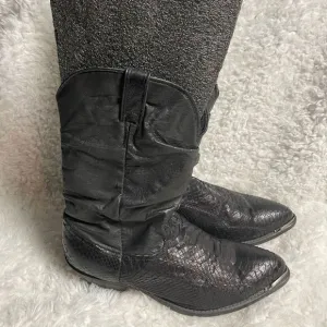 Code West men’s cowboy Boots leather Black &amp;snake skin print Size9.5