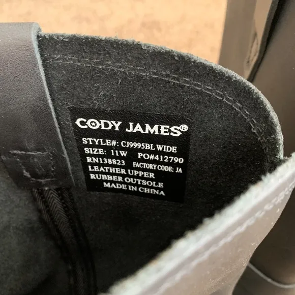 Cody James Black Harness Motorcycle Riding Boots Sz.11W Square Toe Leather