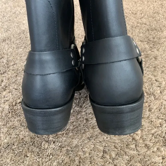 Cody James Black Harness Motorcycle Riding Boots Sz.11W Square Toe Leather