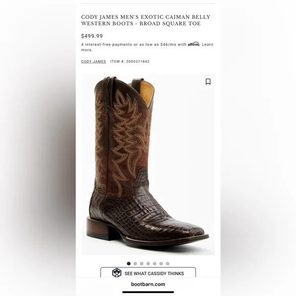 CODY JAMES MEN'S EXOTIC CAIMAN BELLY WESTERN BOOTS - BROAD SQUARE TOE