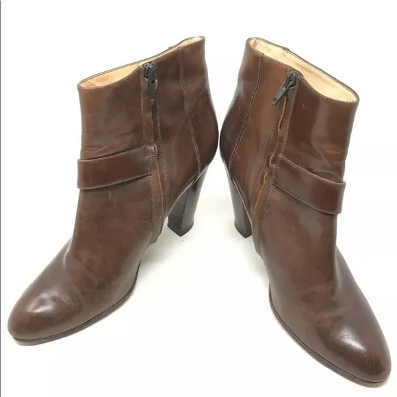 Cole Haan 9 Brown Leather Ankle Boots High Heel
