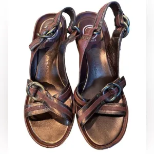 Cole Haan G series and Nike Air brown and copper wedge sandal shoes