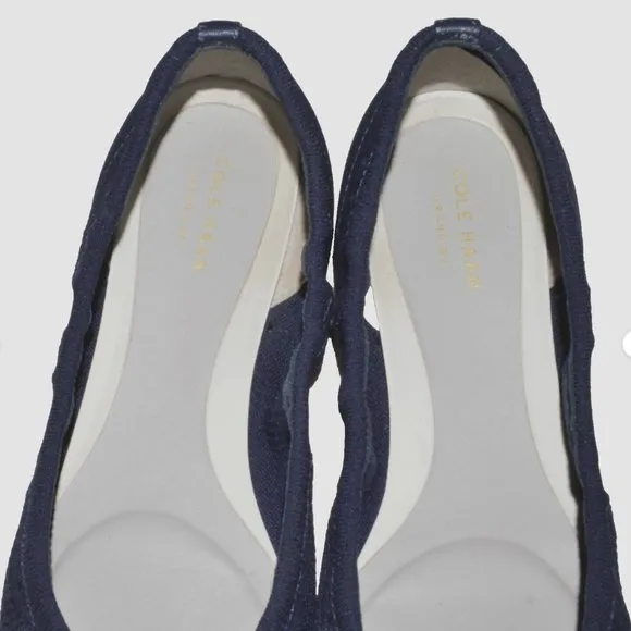 COLE HAAN GRAND OS SIZE 10 B NAVY BLUE KNIT BALLET FLATS COMFORT SHOES