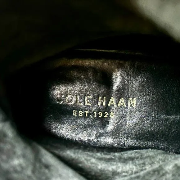 Cole Haan Hemlock Black Leather Biker Boots Buckle Strap Engineer Women’s 7