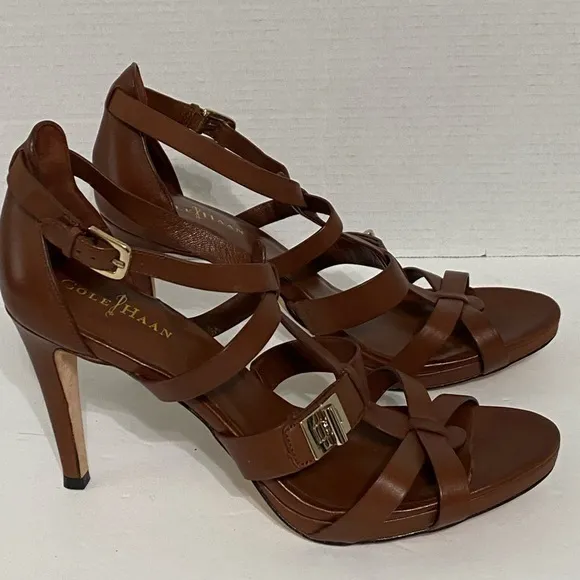 Cole Haan Marine Air Sandal 10 1/2 BBrown Leather Pumps ShoesHigh Heels