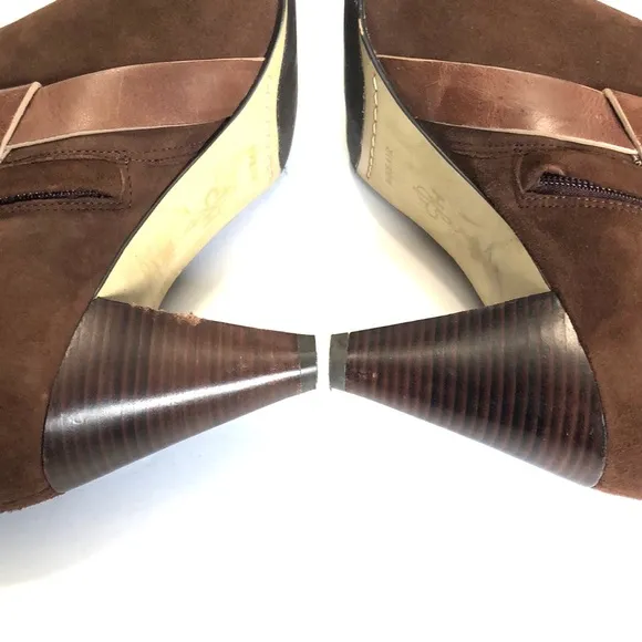 Cole Haan Nike Air Brown Almond Toe Side Zip Suede Leather Ankle Boots size 10.5