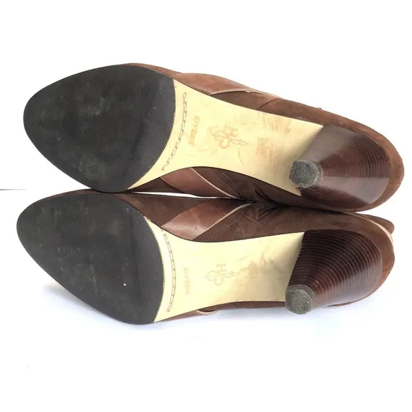Cole Haan Nike Air Brown Almond Toe Side Zip Suede Leather Ankle Boots size 10.5