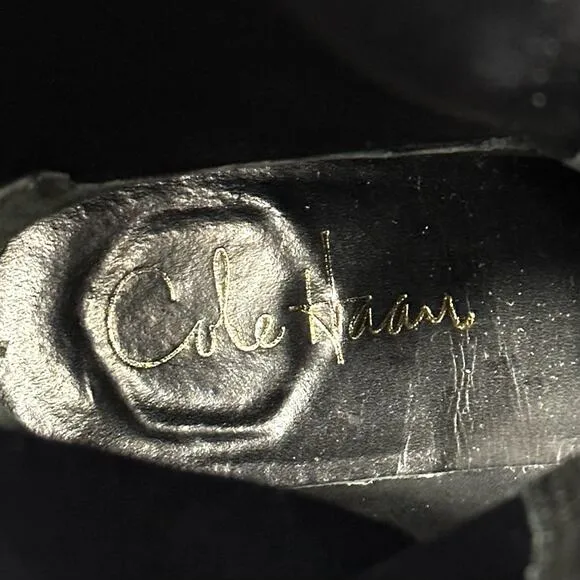 COLE HAAN NIKE AIR “WHITLEY” BLACK LEATHER &amp; STRETCHY SUEDE PULL-ON RIDING BOOTS
