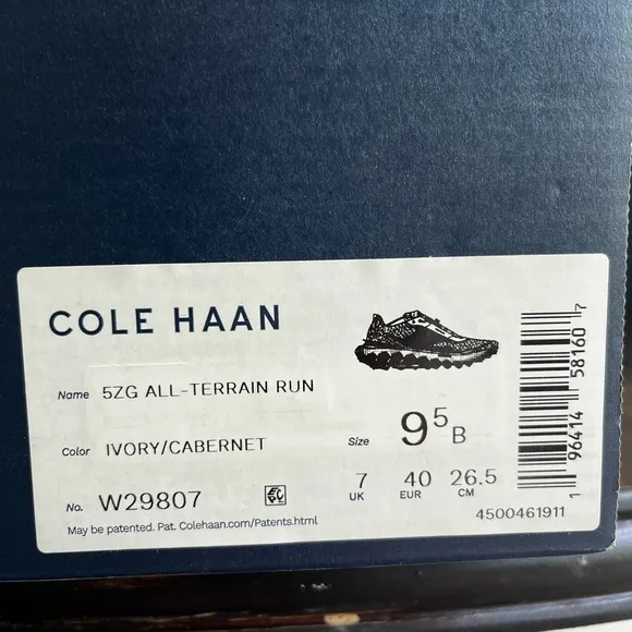 Cole Haan Sneakers 5 Zero Ground All Terrain Run Ivory Cabernet NWB Size 9.5