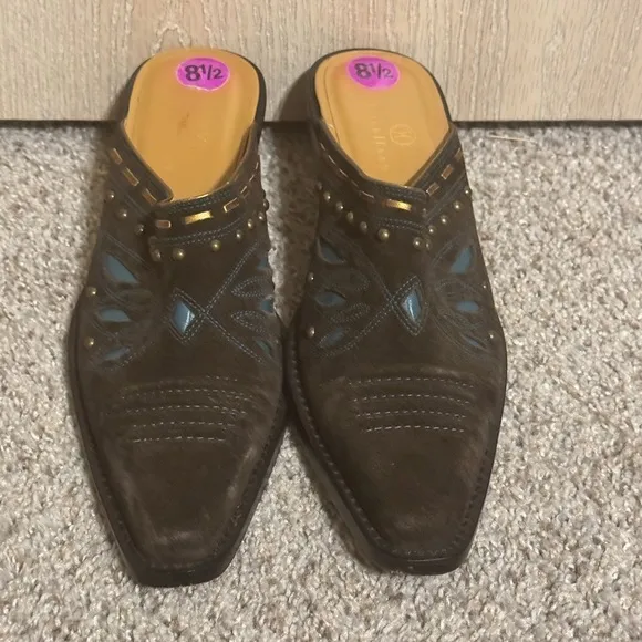 Cole Haan Stylish Brown  and Turquoise Suede Leather Women’s Shoes