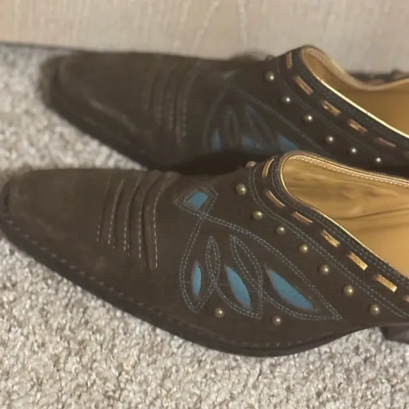 Cole Haan Stylish Brown  and Turquoise Suede Leather Women’s Shoes