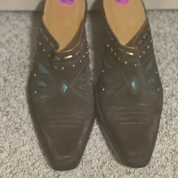 Cole Haan Stylish Brown  and Turquoise Suede Leather Women’s Shoes