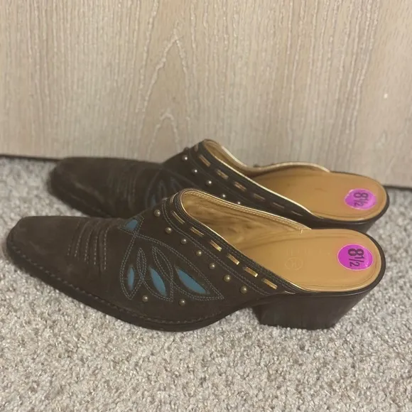 Cole Haan Stylish Brown  and Turquoise Suede Leather Women’s Shoes