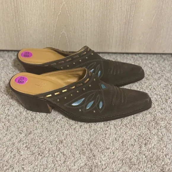 Cole Haan Stylish Brown  and Turquoise Suede Leather Women’s Shoes