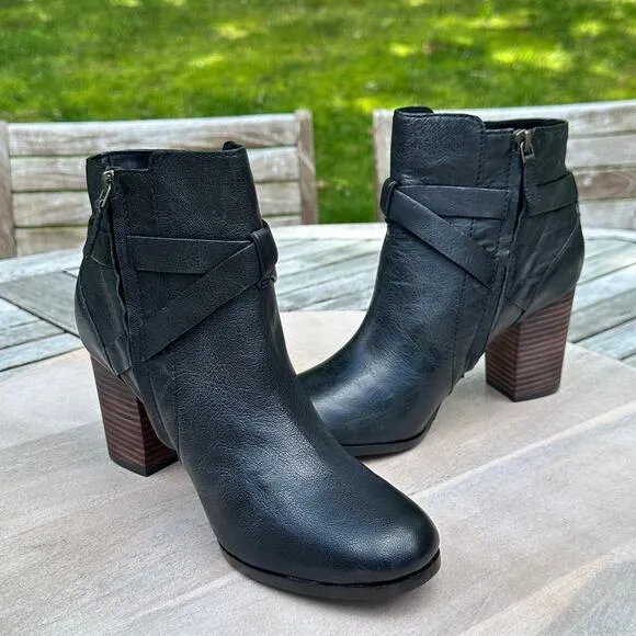 Cole Haan Women's Size 8.5 Cassidy Buckle Leather Zip Ankle Boots Black New