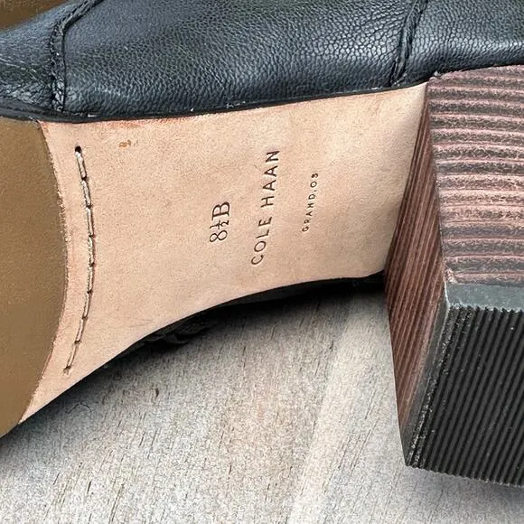 Cole Haan Women's Size 8.5 Cassidy Buckle Leather Zip Ankle Boots Black New