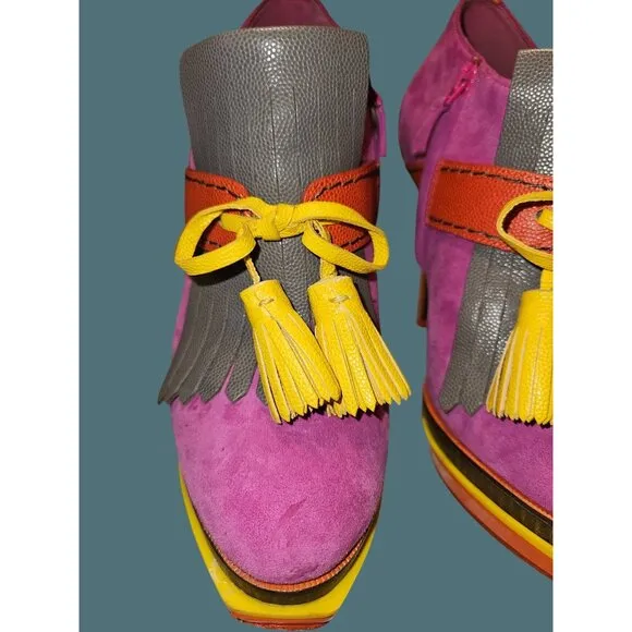 Cole Haan x NikeAir Kiltie Platform Stiletto Bootie Suede/Leather Women 7B