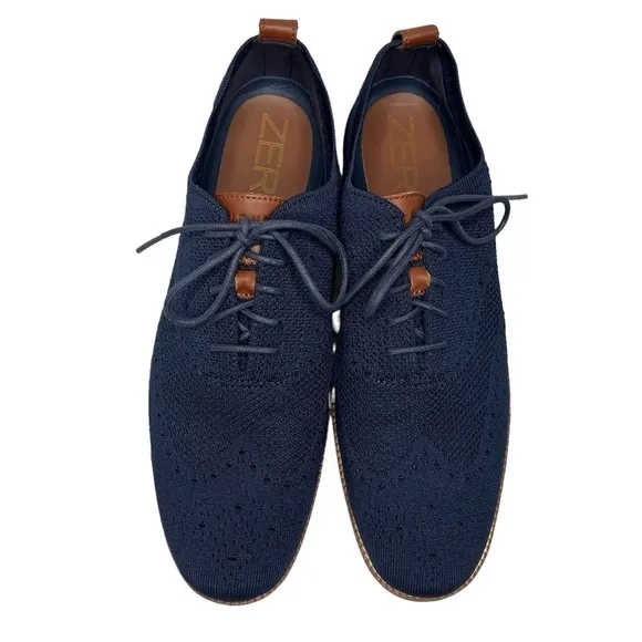 COLE HAAN ZEROGRAND Stitchlite Blue Oxford Wingtip Sneakers Shoes Men's Size 13