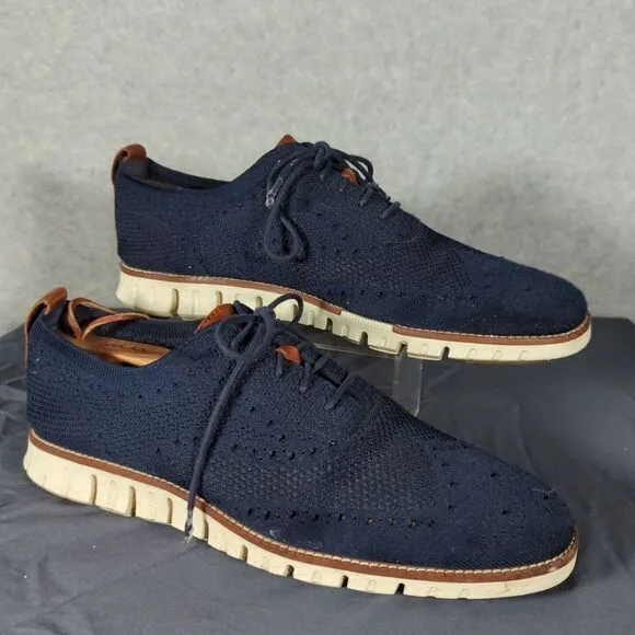 Cole‎ Haan Zerogrand Stitchlite Wingtip Oxford Shoes Marine Blue C24947 Men's 11