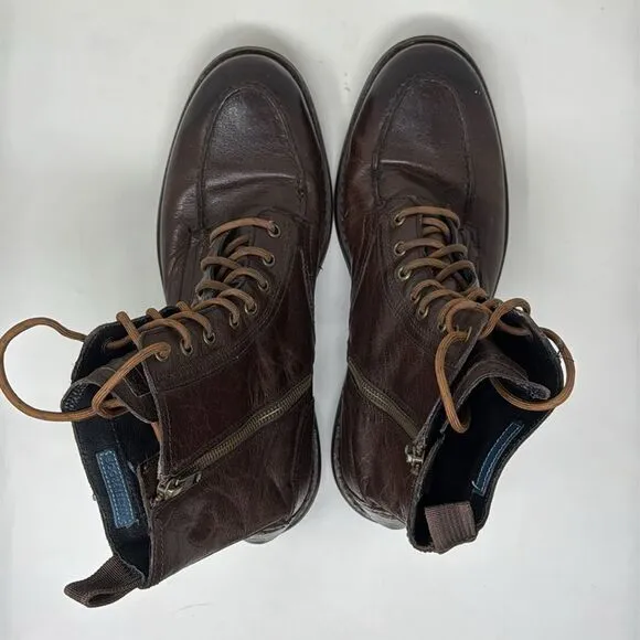 Cole Haan Mens Jameson Lace II Waterproof Leather Boot Shoes, Chestnut, men’s 8M