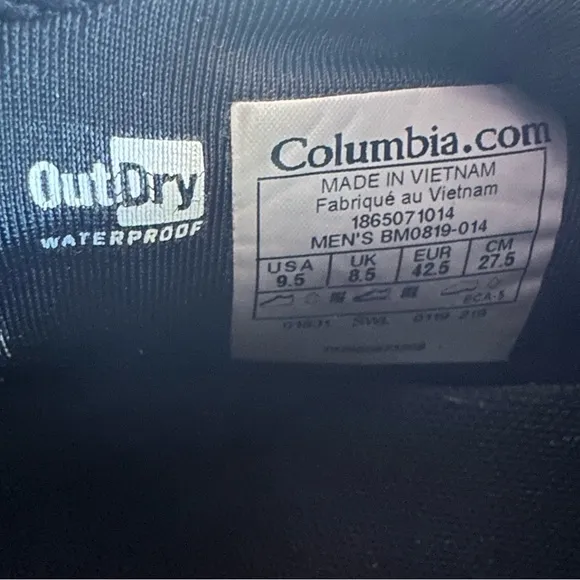 COLUMBIA SH/FT OUTDRY MID WATERPROOF HIKING TRAIL SHOES SIZE 9.5