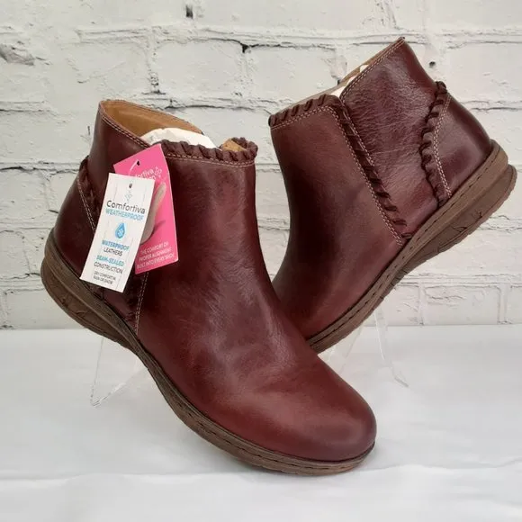 'COMFORTIVA' 'FALLSTON' LEATHER  WEATHERPROOF RUFFLE BOOTIES