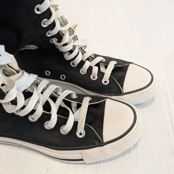 CONVERSE All Star Chuck Taylor black canvas knee high lace-up sneakers boots