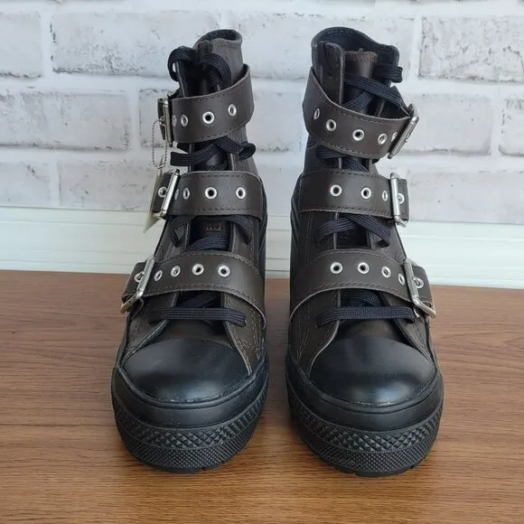 ⭐Converse Chuck 70 De Luxe Heel Leather &amp; Buckles Sz 7 Women Boots Brown A12209C