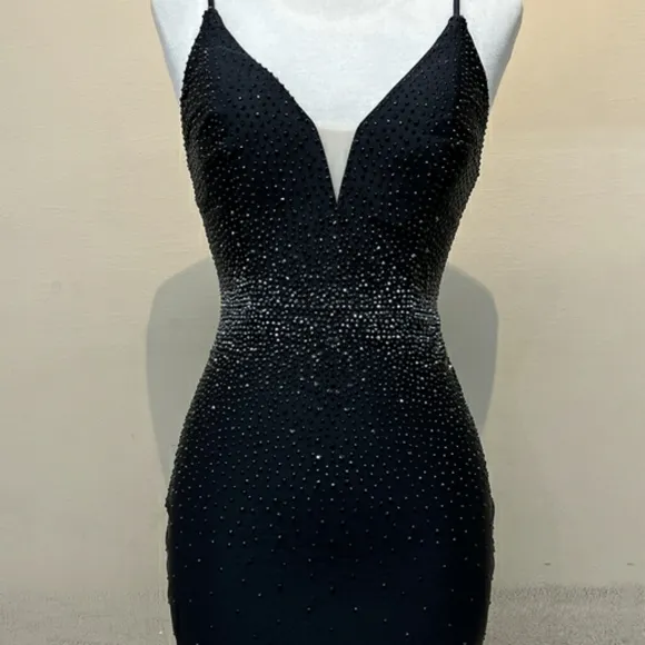 COPY - Beaded short green,blue,red,black open back gown