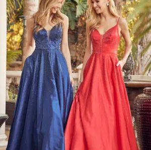 COPY - Navy blue or red formal evening ball gown long
