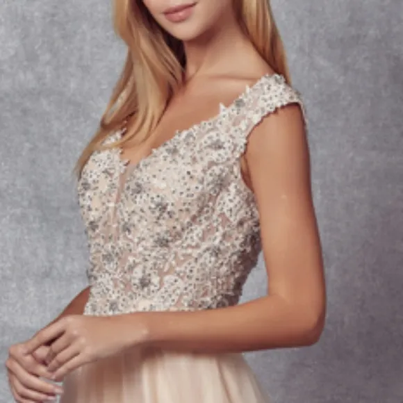 COPY - New embrodered beaded formal evening gown long
