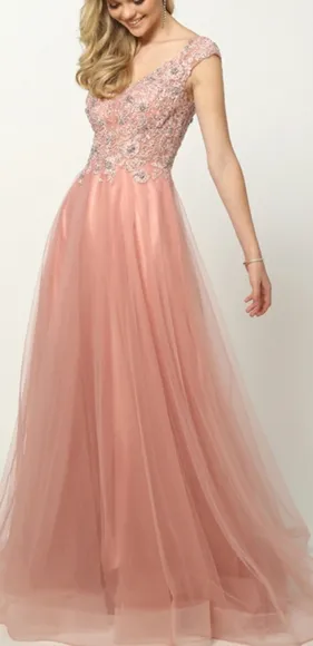COPY - New embrodered beaded formal evening gown long