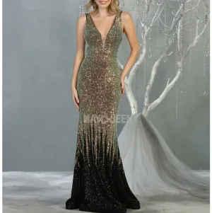 COPY - Ombre sequin mermaid gown with semi open back