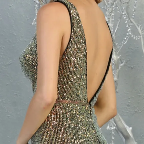 COPY - Ombre sequin mermaid gown with semi open back