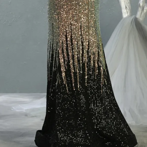COPY - Ombre sequin mermaid gown with semi open back