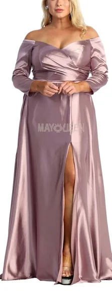COPY - Plus size mauve pink formal evening bridesmaid mother of the bride dress